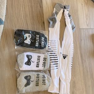 New gaming socks along with a pair of unused nwot small Adidas soccer socks.